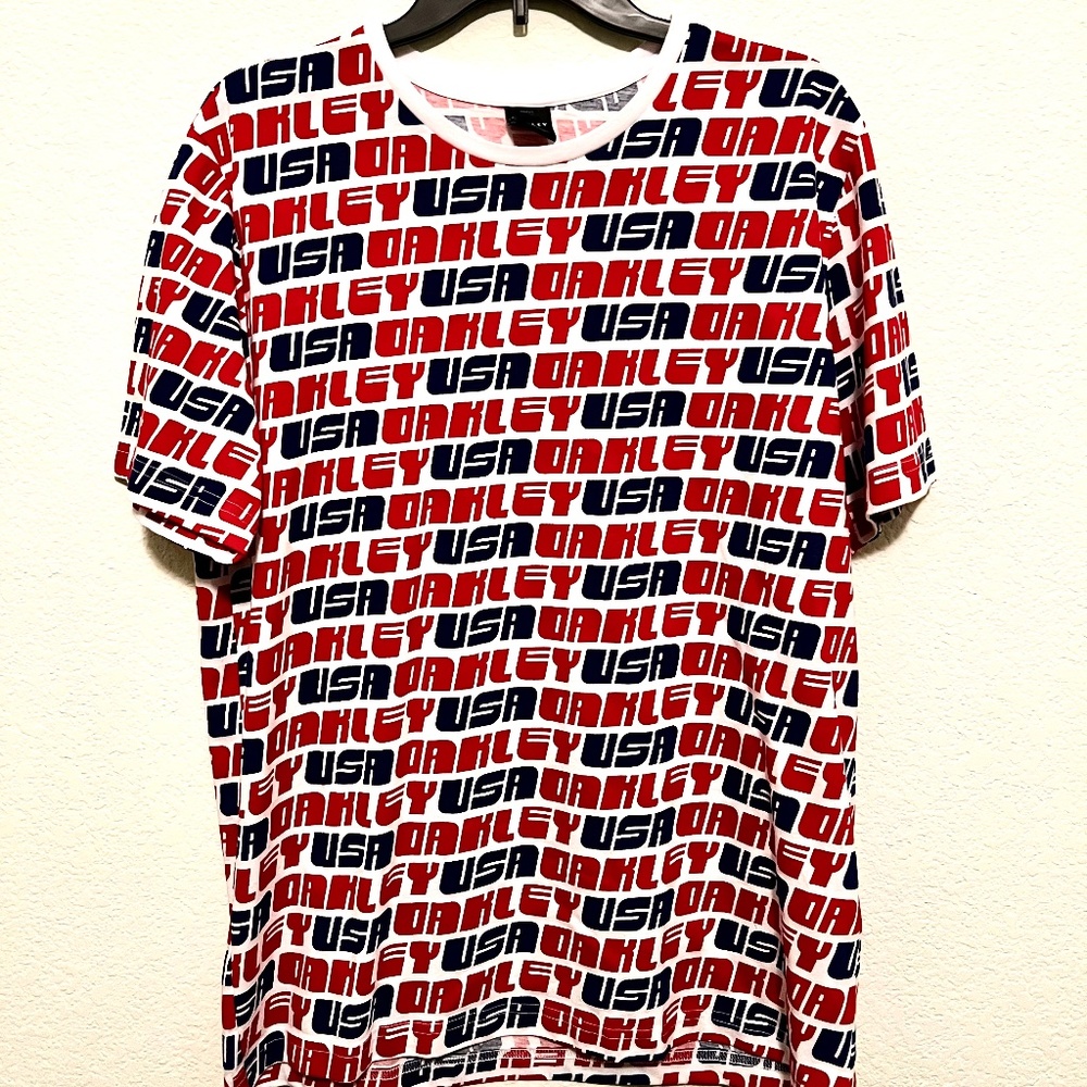 Men’s Oakley USA Red White And Blue All Over Print T-Shirt -  Size Large